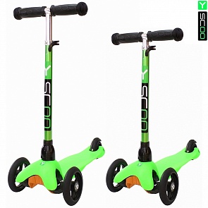 Самокат трехколесный Y-Scoo Mini Glam Metallic RT, зеленый (Y-Scoo, 5855rt)